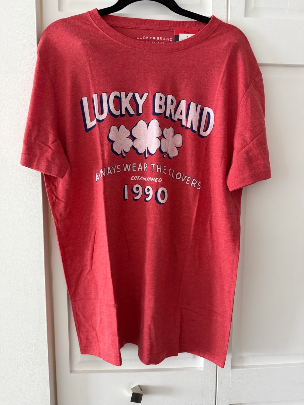 Lucky Brand Red Heather Always Wear The Clovers Graphic Tee M